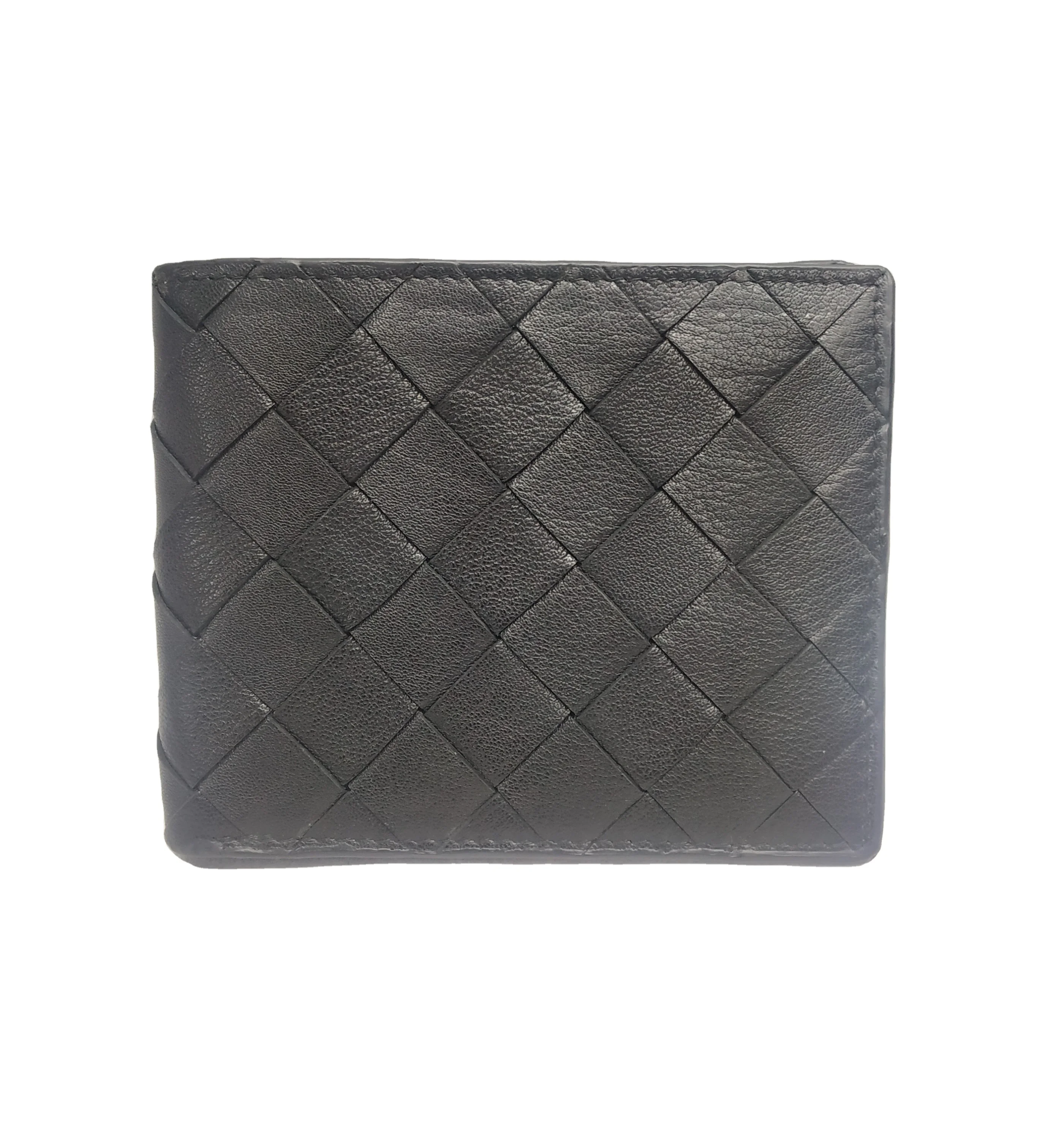 Hand Weaved Soft Leather Wallet RFID Protected Slim Minimalist Open Coin Purse Gents Bulk Export Direct Factory Produced India