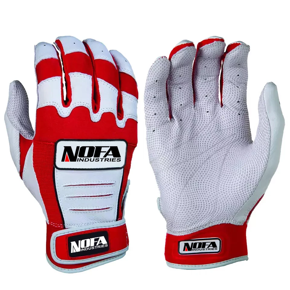 hot sale professional Batting Gloves Custom logo adult batting gloves genuine leather palm baseball batting gloves