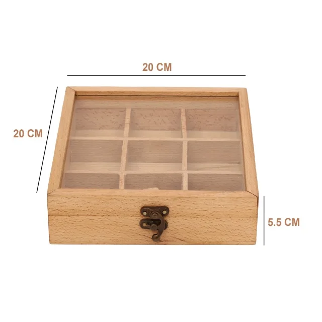 Premium Quality Natural Finished Solid Wood Spice Box Storage Container Jars With Spoon Manufacturer Indian Factory