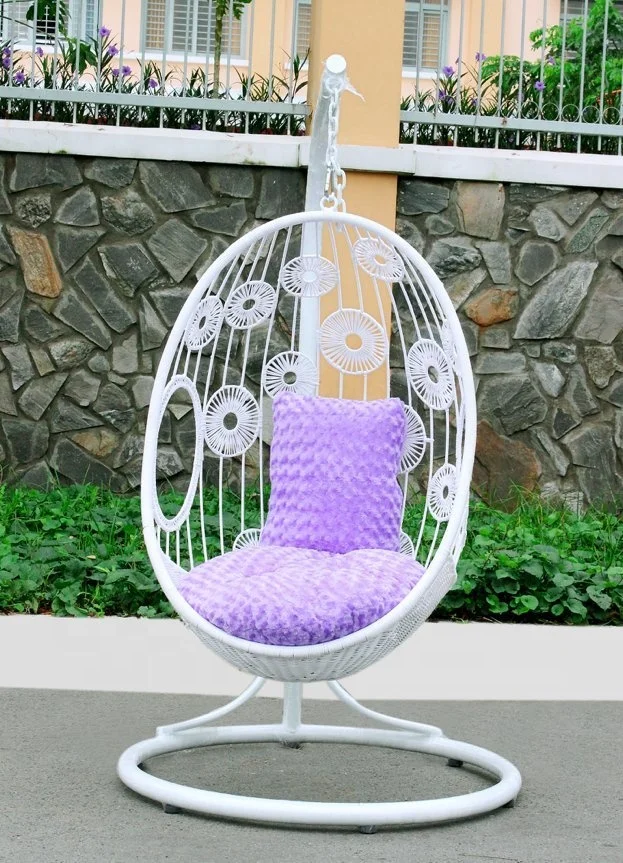 PRSW Outdoor Rattan wicker swing chair 1 seat garden furniture hanging egg chair with stand popular good factory pricing