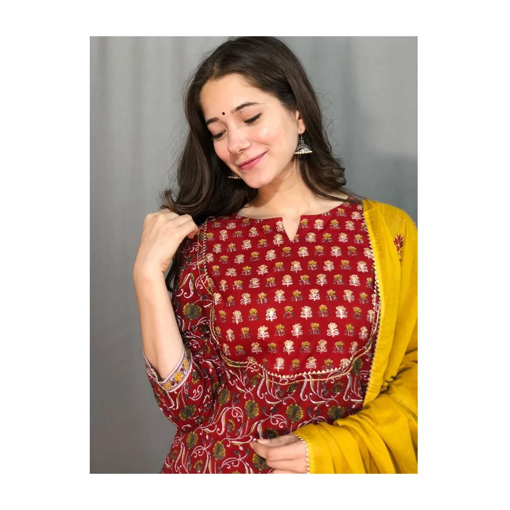 Indian women collection cotton kurti with plazo in lowest price market ethnic garment wholesale price ladies wear