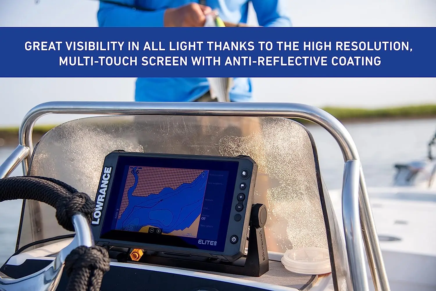 Lowrance FS 9 Fish Finder featuring 3-in-1 Active Imaging Transducer and pre-loaded C-MAP Contour+ Charts