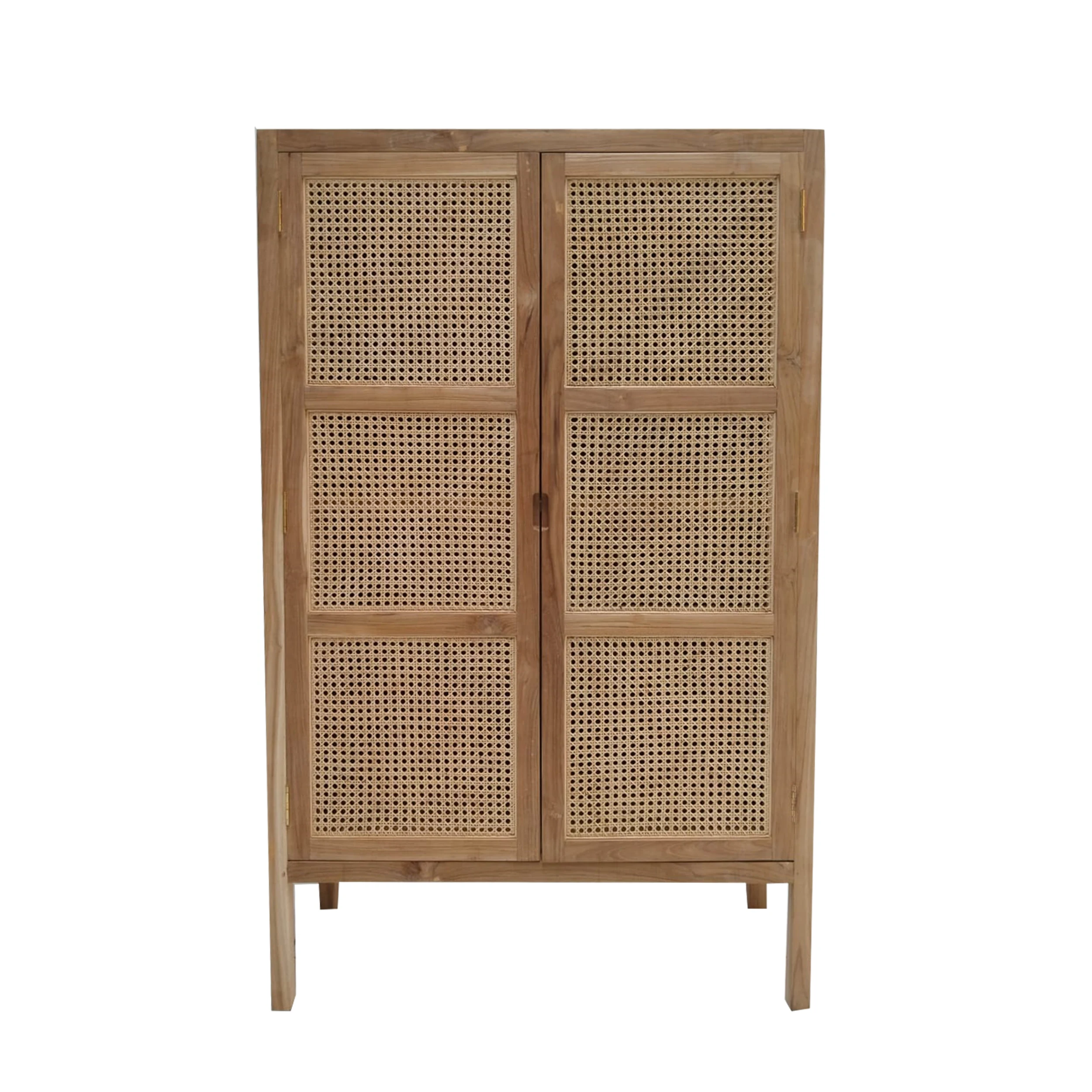 Factory Price Best Selling Wooden Cupboard for Wardrobe with Rattan Webbing Decoration High Quality Wood Cupboard