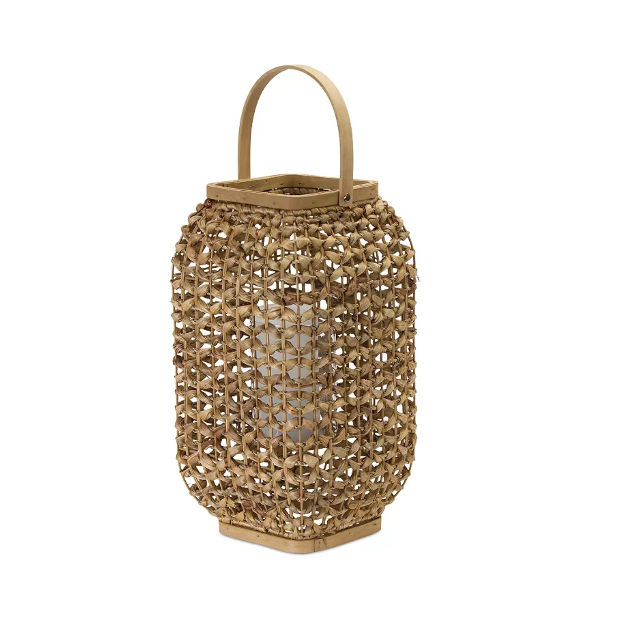 Wholesale high-quality eco-friendly handicraft water hyacinth lantern candle holder for home decoration made in Vietnam