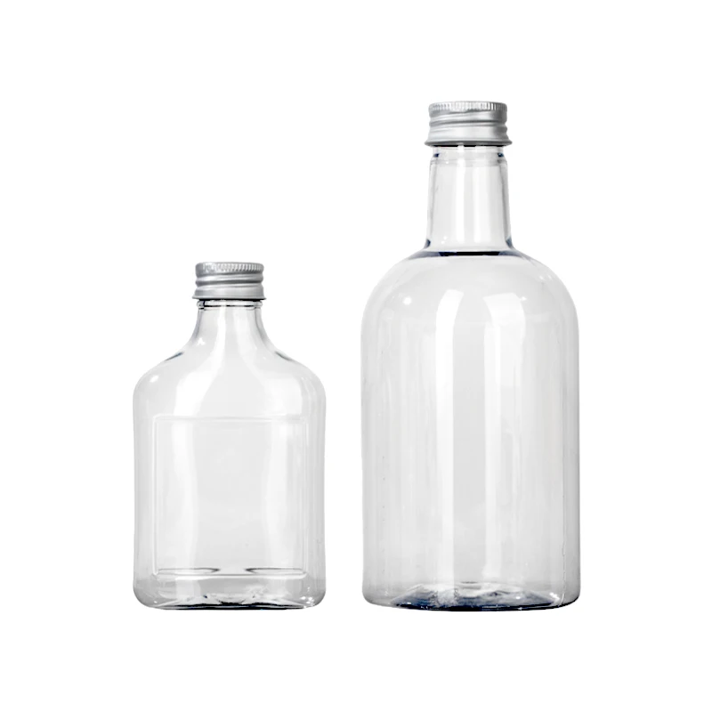 Mini 60ml 100ml 150ml Unbreakable PET liquor Bottle 500ml Reusable Plastic Pet Bucket Bottle Beverage Bottle