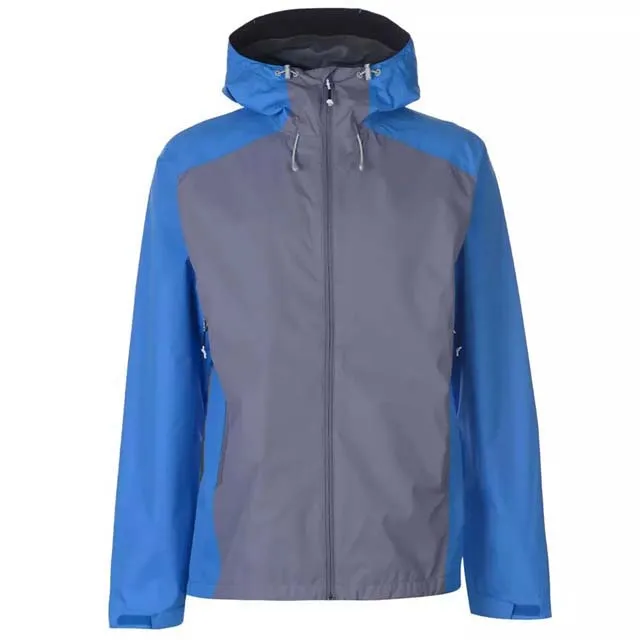 Outdoor Rain Wear Water Proof Jackets Blue and Grey Custom Colors 100%Cotton Nylon Gym Fitness Zipper Unisex Rain Jacket 2022