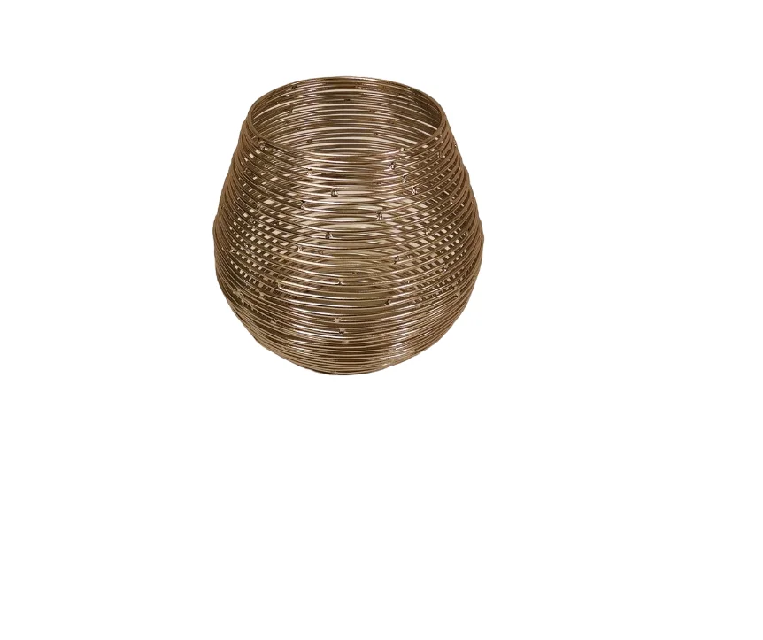 Metal Wire Candle Votive Holder In Gold Powder Coating Finishing Round Shape Cage Design For Indoor Lighting Table Top Decoe