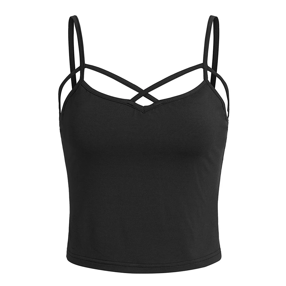 Woman Sleeveless Crop Tops Satin Spaghetti Straps O neck Corset Crop tube Top Plain Yellow Bustier Strappy Camisoles Tank Tops