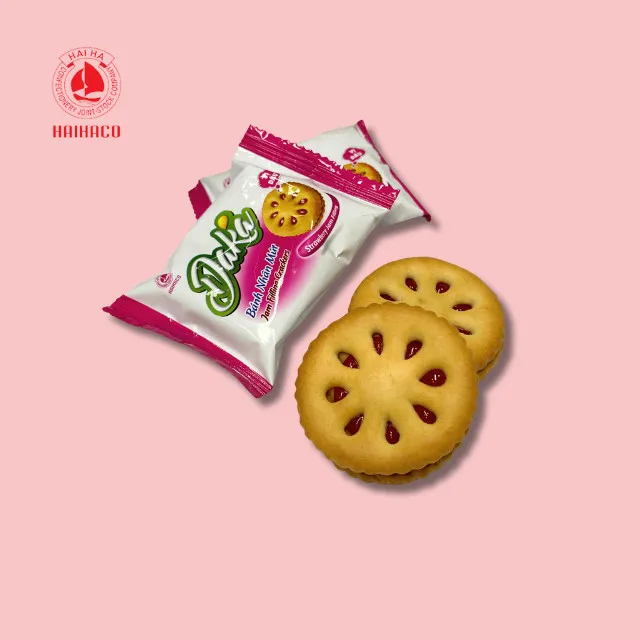 Cookie with Strawberry Jam filling for children cookie Cracker from HaiHaCo Vietnam