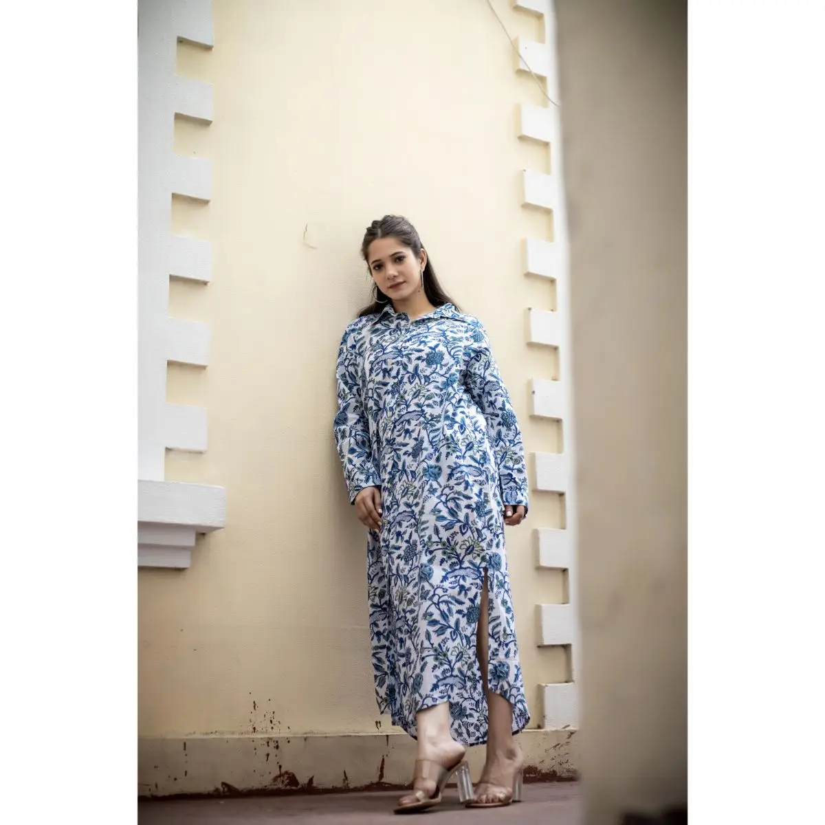 Wholesale Indian Cotton Floral Block Print Boho Hippie Style Dress Handmade Summer Cotton Dress Midi Gown Party Wear Dress