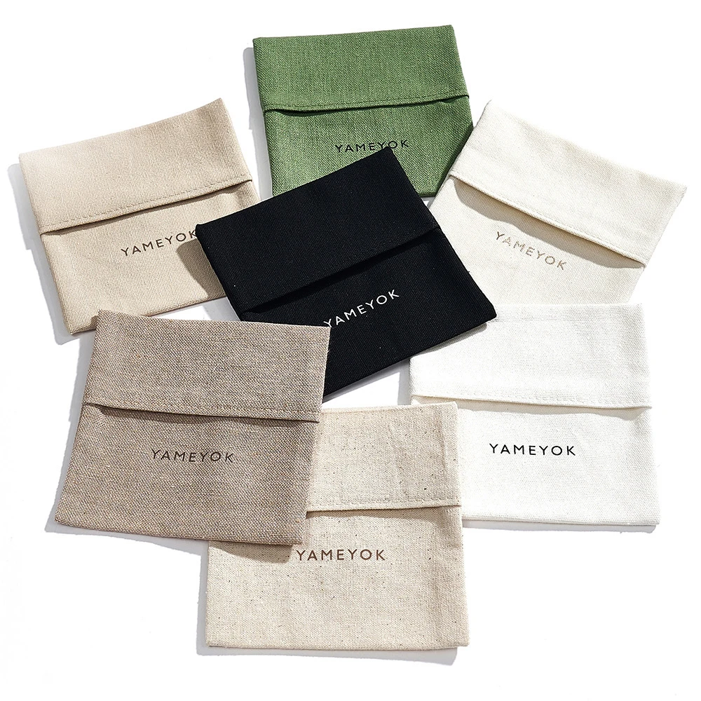 Customized Natural Cotton Envelope Gift Packaging Bags Organic Envelope Cotton Pouch Suede Pouch