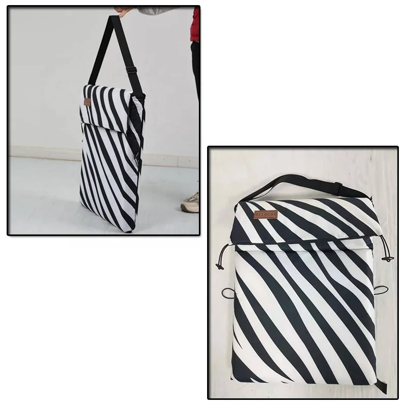 Складной пляжный стул в полоску зебра с ковриком, Портативный пляжный стул для взрослых, уличный складной стул для отдыха и загара