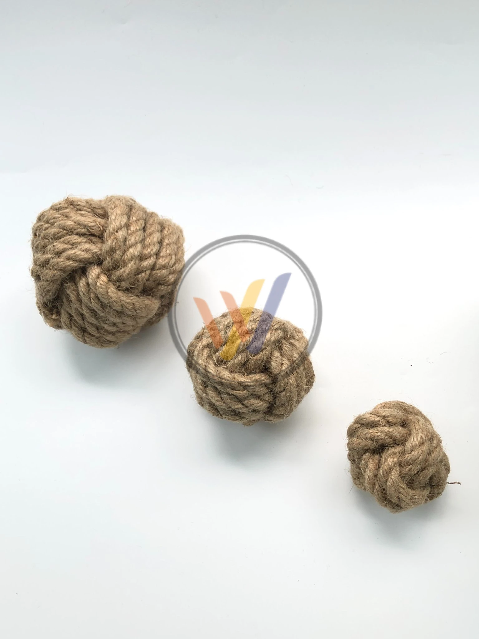 Natural Hemp Rope Ball With Handle Dog Toy Durable Tug & Chew Play Clean Teeth With Chewing