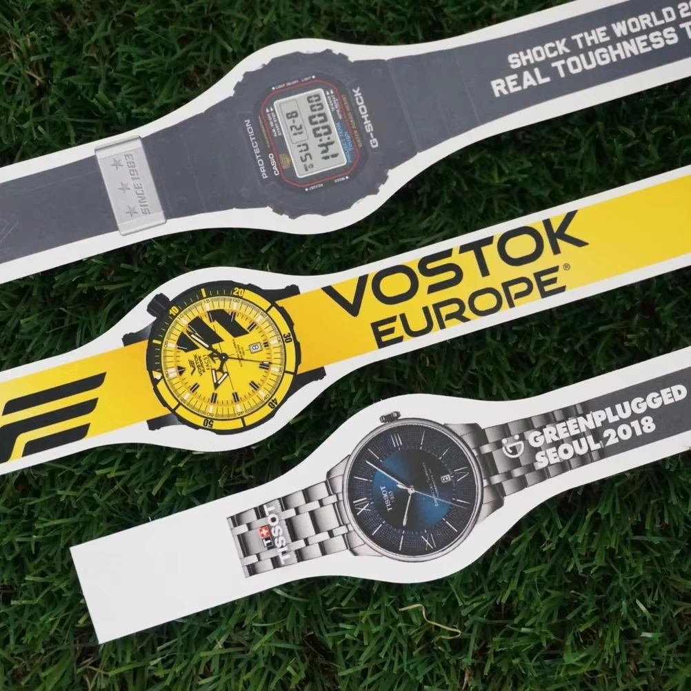 Watch shaped band promotion wristband CMYK Printing tyvek wristband customized wristband party supplies advertisement band