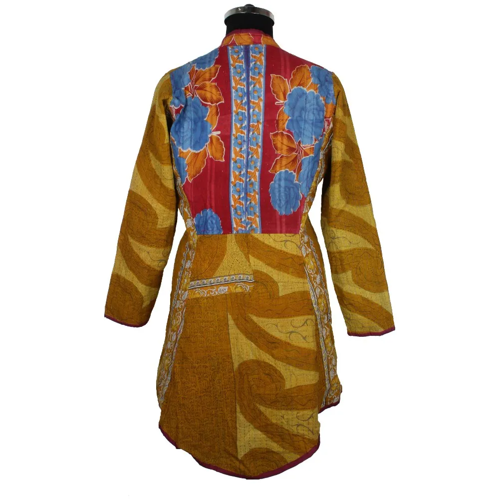 Old Vintage Kantha Jacket Reversible Gudri Rally Coat Sherwani Handmade Quilted Reversible Kantha Indian Cotton Assorted Jacket