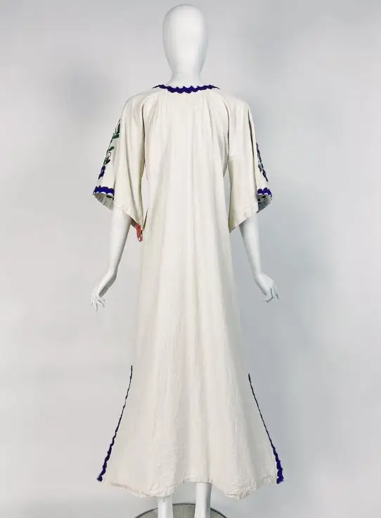 Embroidered Ukrainian Dresses Custom Designer V-Neck Open Front Fashion Party Wear Dress With Embroidery Work at Wholesale