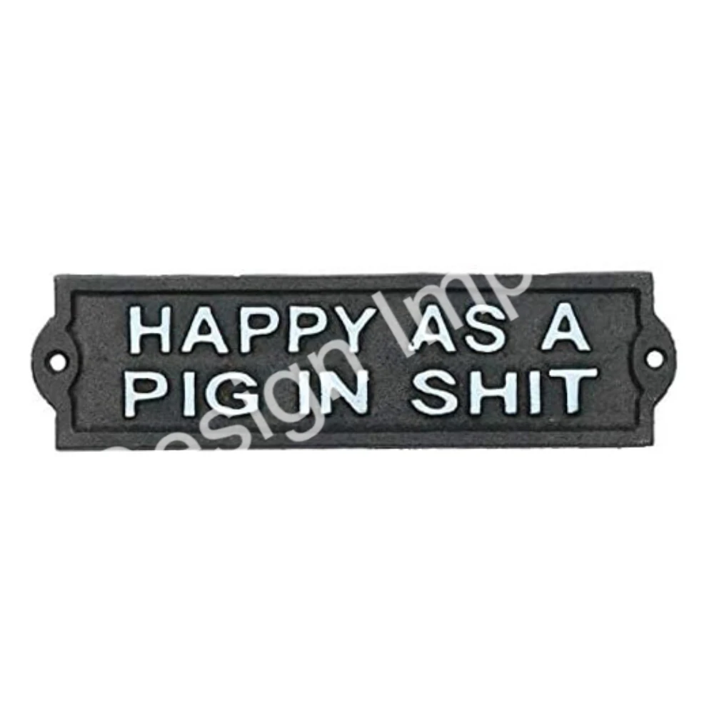 Декоративный настенный знак Легкое крепление лучшее качество счастливый как свинья в дерьме чугунный черный металлический общий по низким ценам