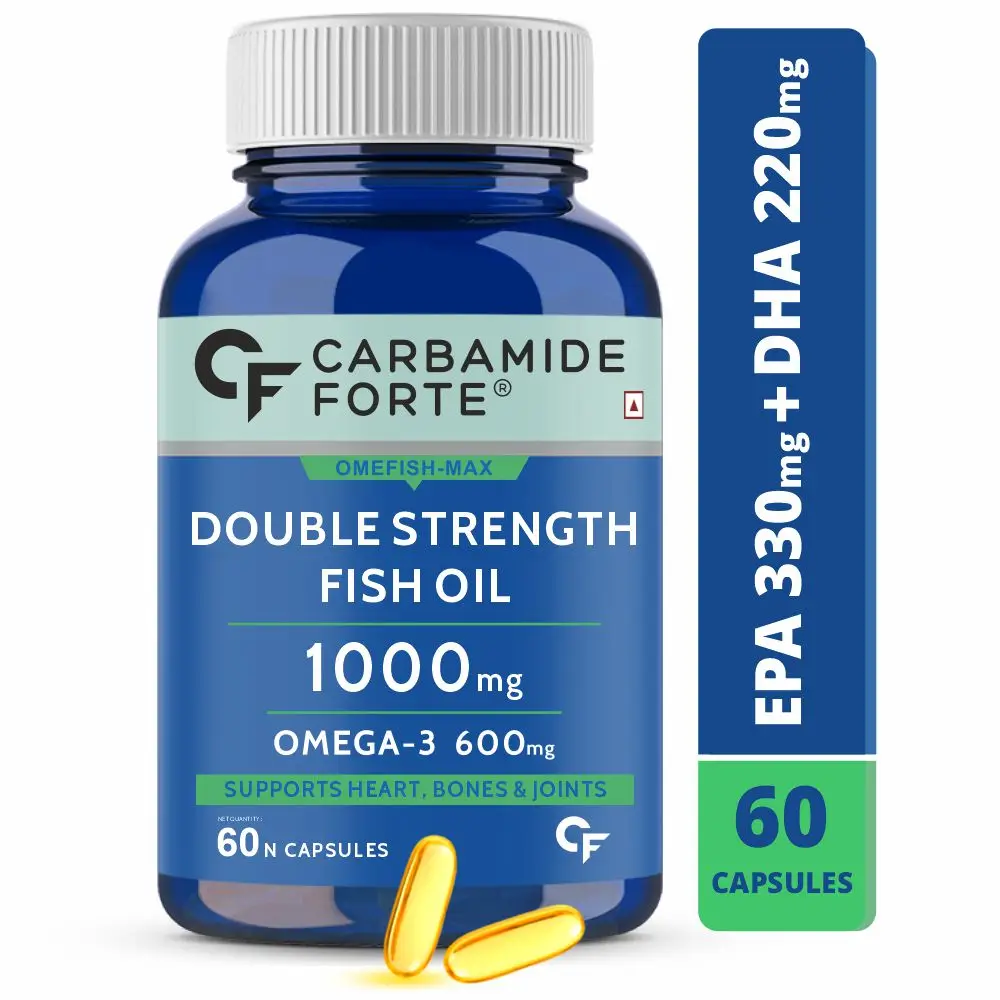 Double Strength Fish Oil 1000mg Softgel Capsules with Omega 3 for healthy heart, flexible joints,brain health & immunity support