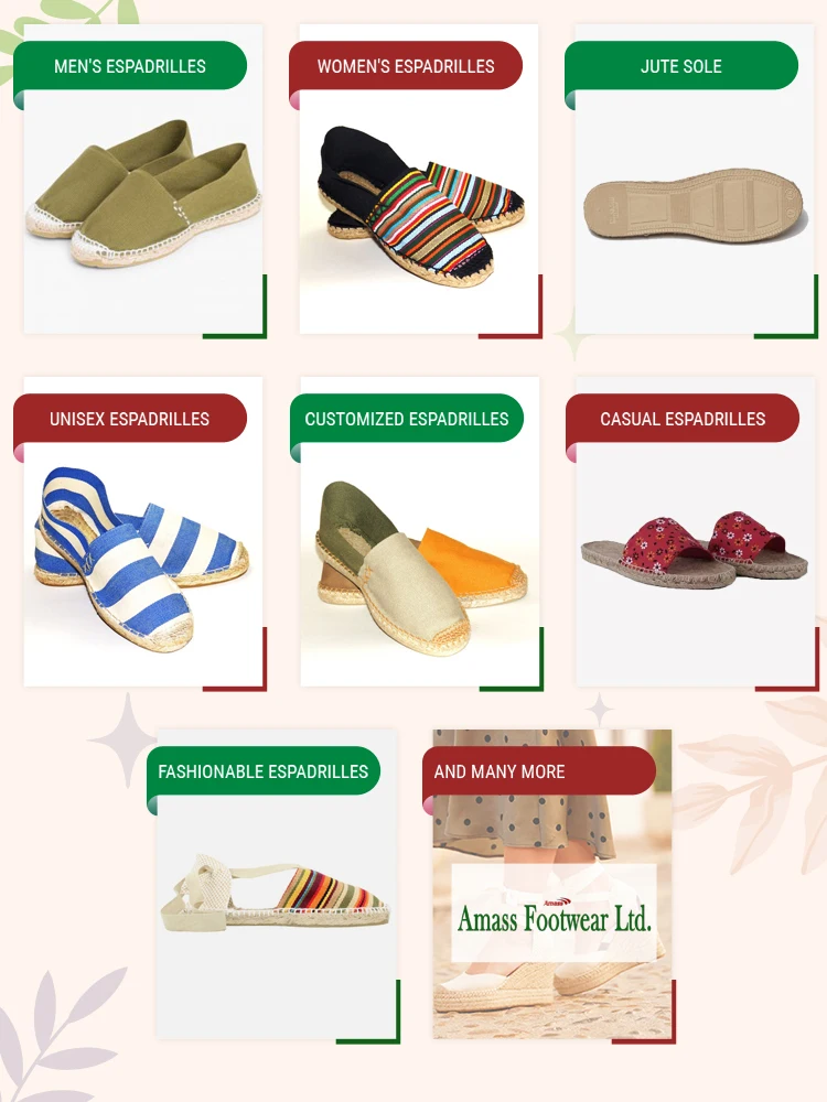 Leading Bangladesh Origin Supplier of 100% Handmade Jute & Rubber Material Customized Espadrilles Sole at Low Price