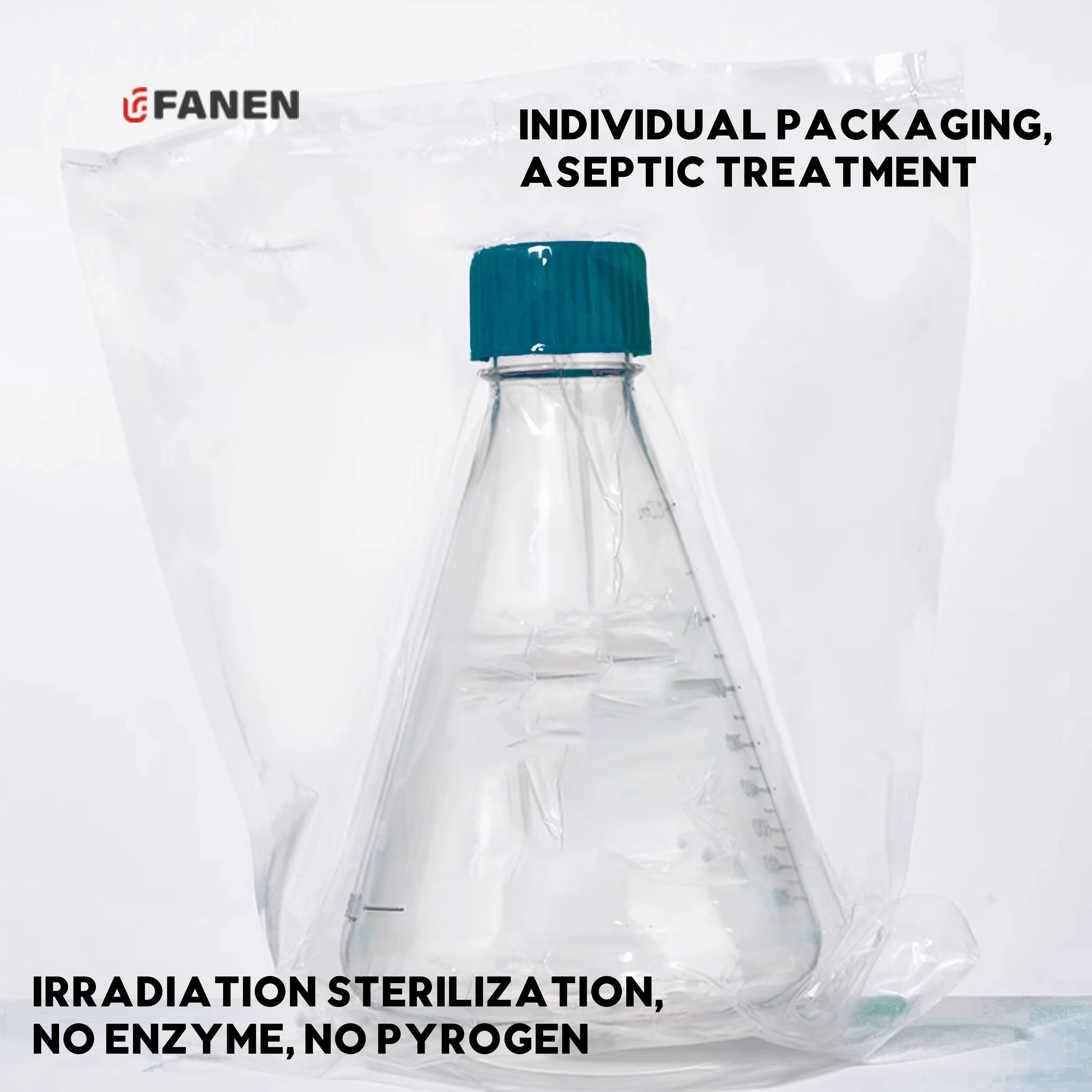 Fanen 125ml Laboratory PETG Shake Flask for Cell Culture Sterile Vented Plastic Erlenmeyer Flasks