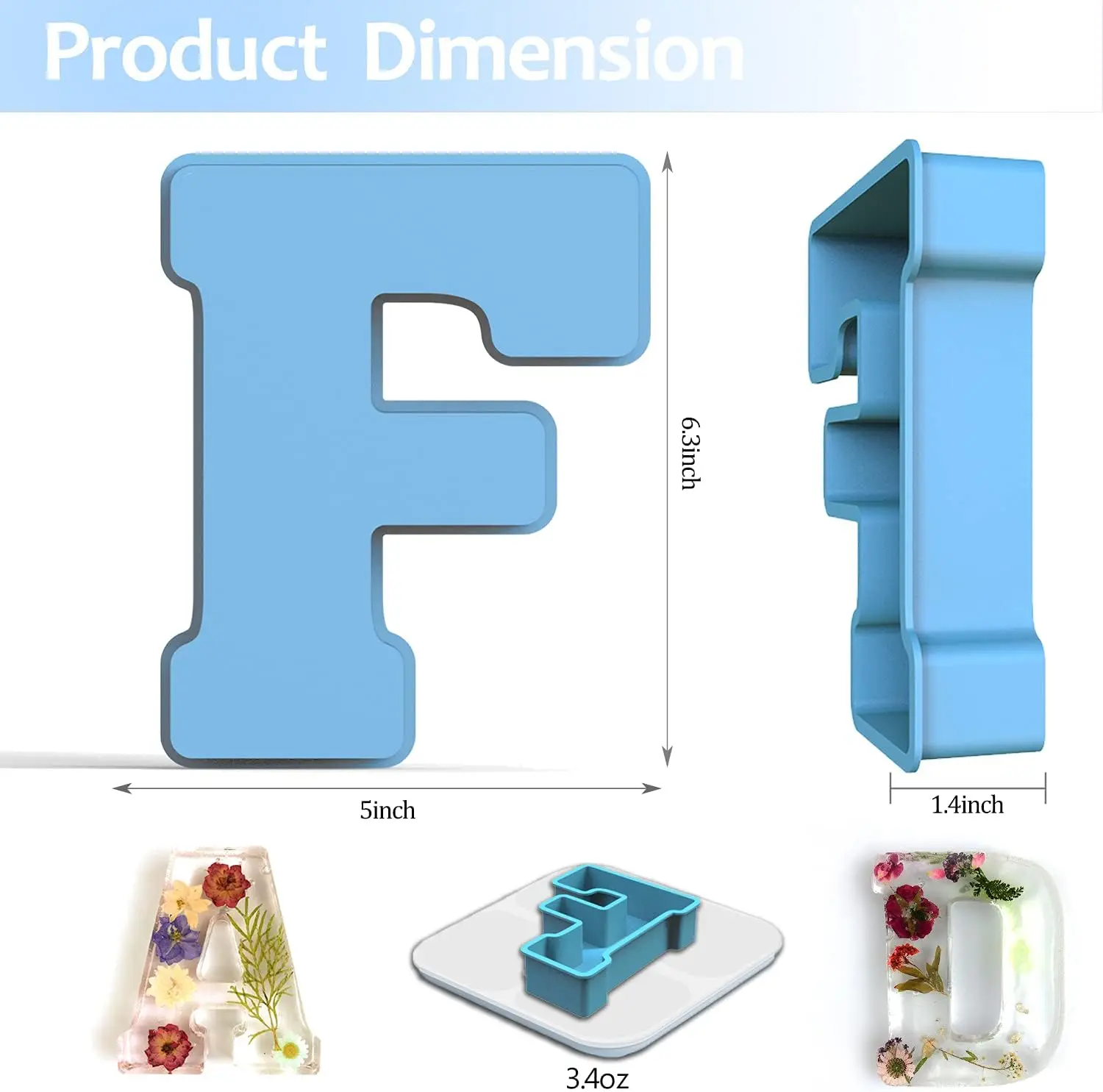Large size 3D letter F capital letter symbol silicone mold suitable for home decoration jewelry making tools party decoration