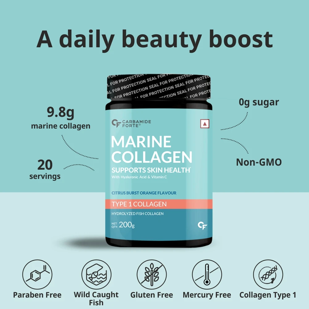 Hydrolyzed Marine Collagen Powder Type 1 Bone & Joint Support with Hyaluronic Acid & Vitamin C