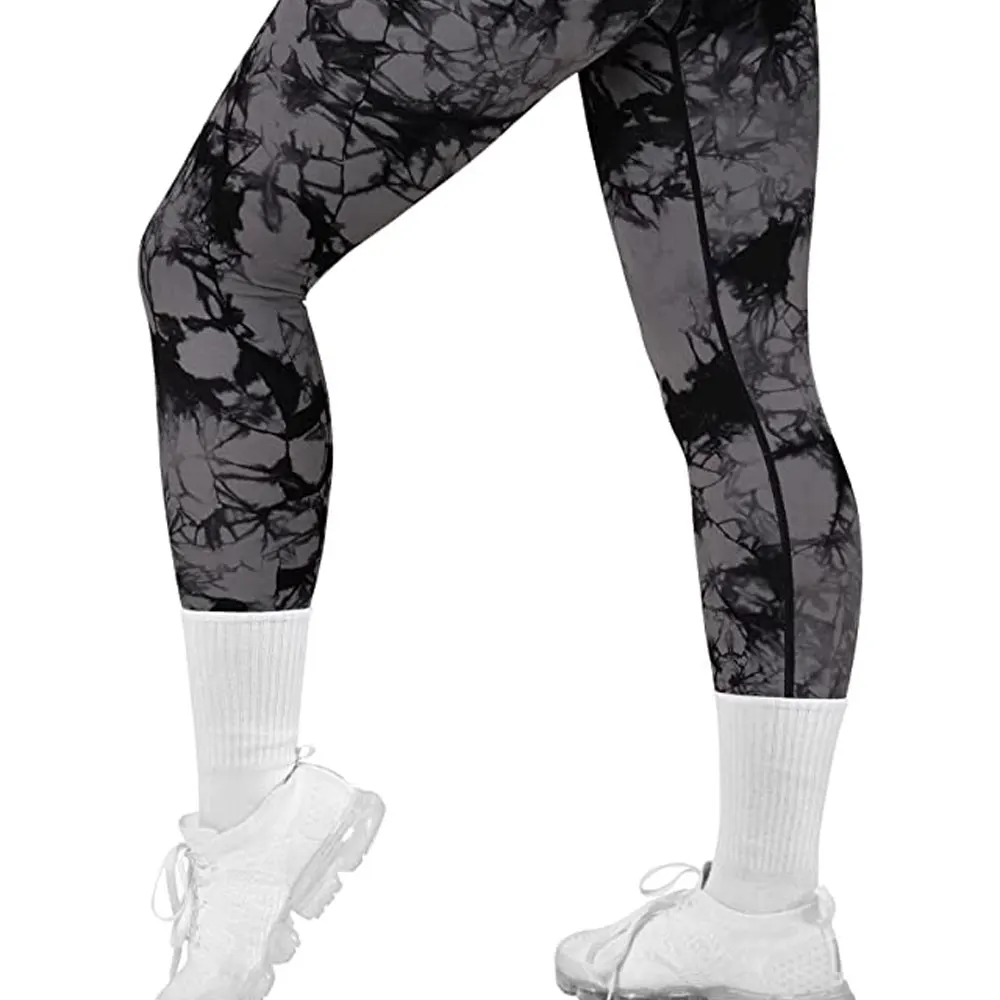 Hot Style Body Fitness Nude Yoga Pants Womens Gradient Printing Sports Running High Waist Slim Nine Colorful Leggings