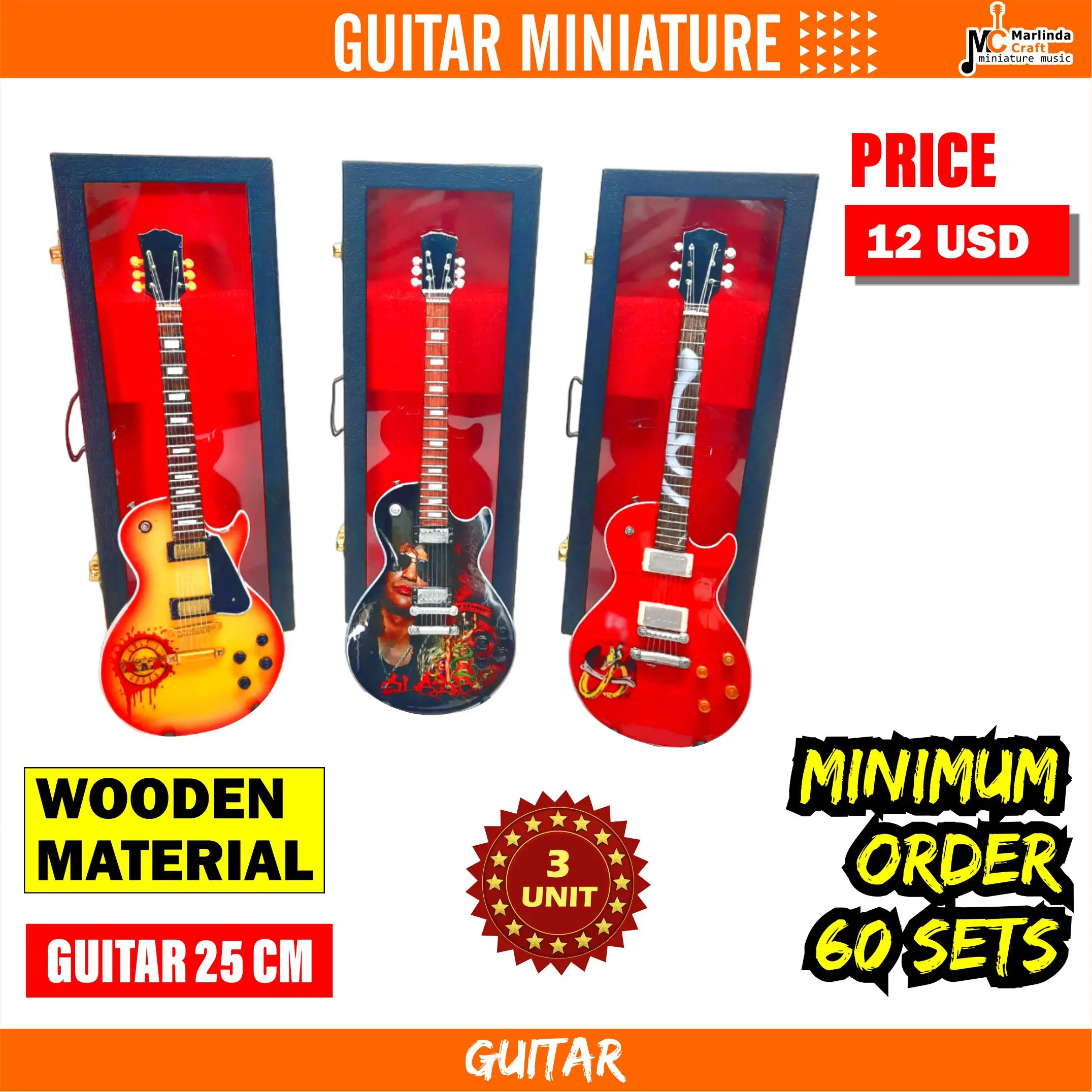 Mini Guitar Replica Famous Band in the World with GNR Tribute Merchandise