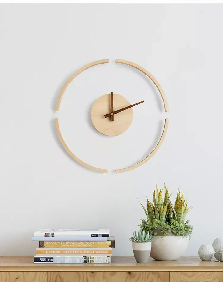 Modern Design Glass & Wooden Wall Clock Round Shape Natural Wooden & Tampered Glass Wall Clock  Silent Wall Decorative Clock