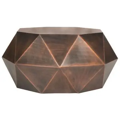 Aluminum Coffee Table With Upside Down Triangle Design With Copper Antique Finished For Decorating Your Home And Office Interior