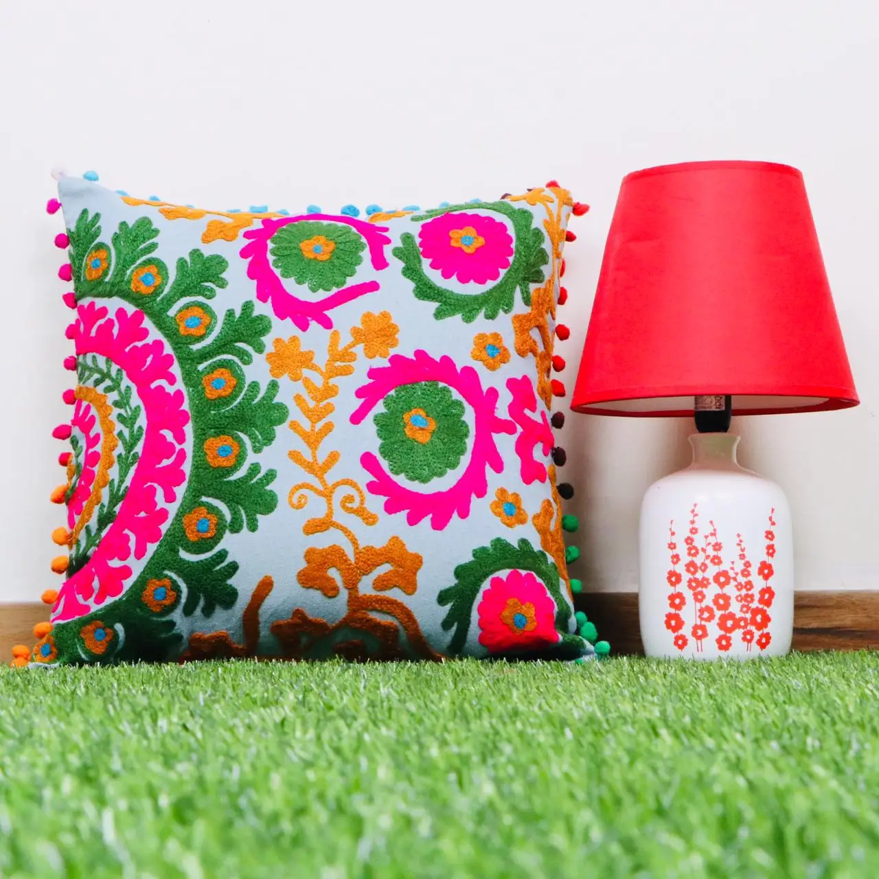 Embroidery vintage floor cushion cover handmade patchwork home decor seating square cushion cover