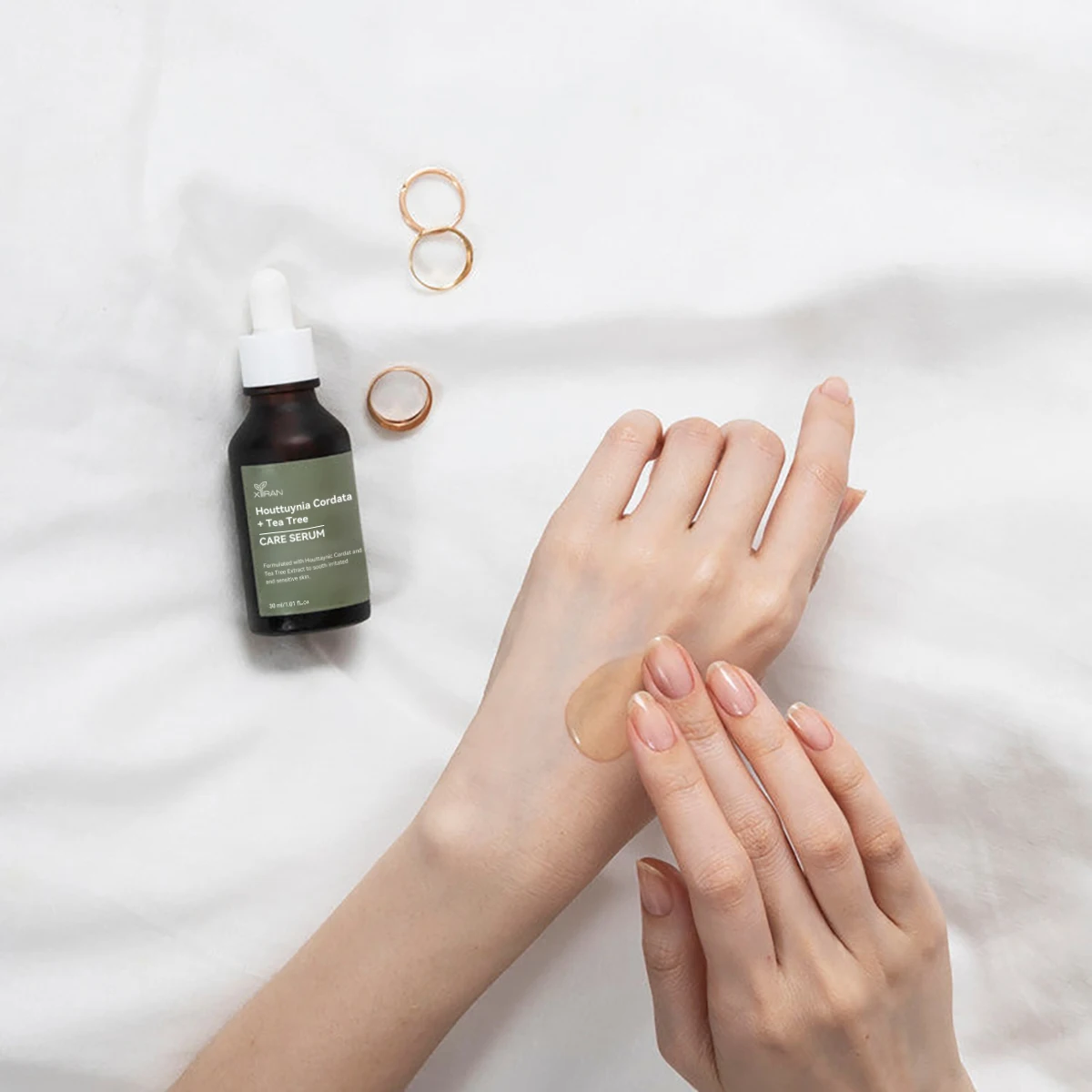 Custom Logo Houttuynia Cordata Serum For Face Deep Soothing with Tea Tree Calming Acne Treatment Facial Serum Essence
