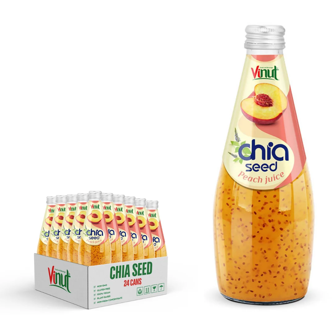 Vietnam Manufacturer Chia Seed Peach Juice Drink 290ml VINUT - Free Sample & Design, Wholesale Best Price,OEM/ODM