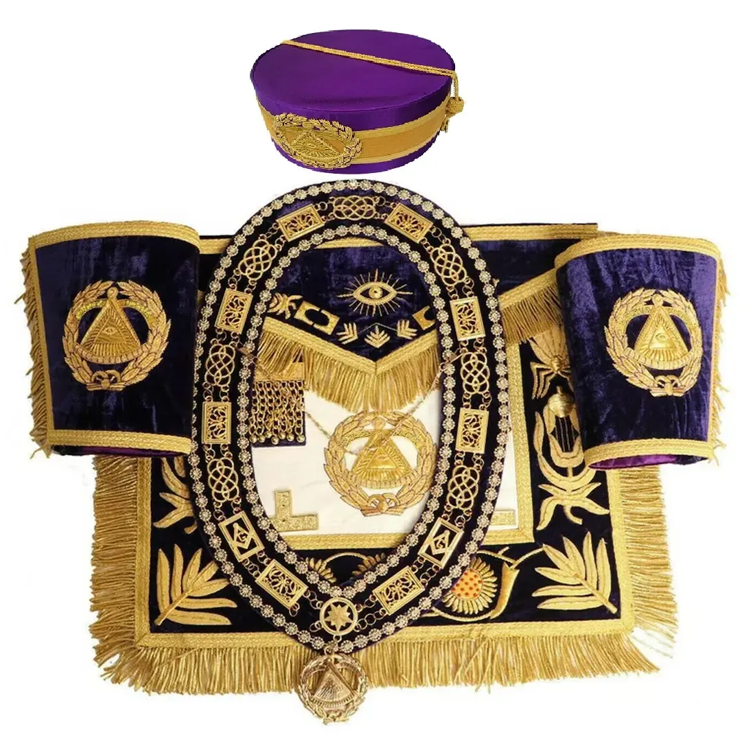 Masonic Regalia Подарочный фартук великого мастера из овечьей шкуры с короной цепочкой воротником и манжетой набор металла