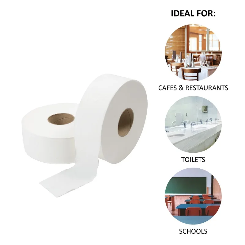 Premium Quality 2ply Virgin White Jumbo Roll Toilet Paper 100% Virgin Wood Pulp with Embossment Pure-pulp
