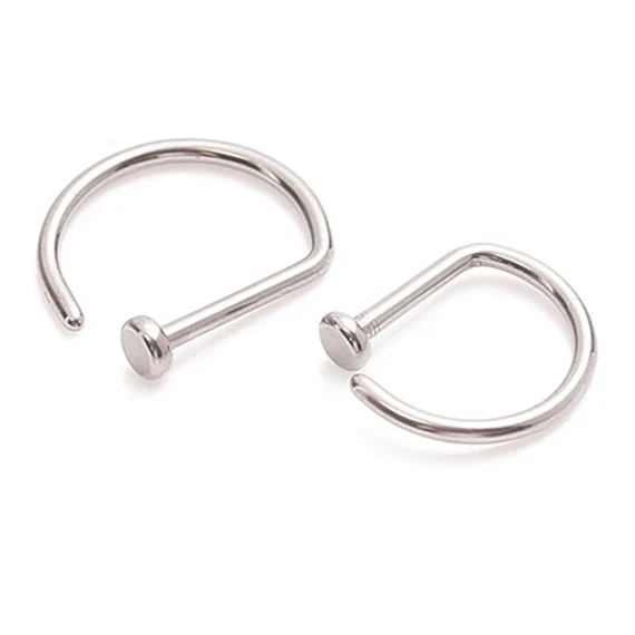 Open D Nose Ring Piercing Jewelry Hot Sale Products G23 Titanium CLASSIC Unisex Round Nose Rings & Studs 300pcs / Size / Color