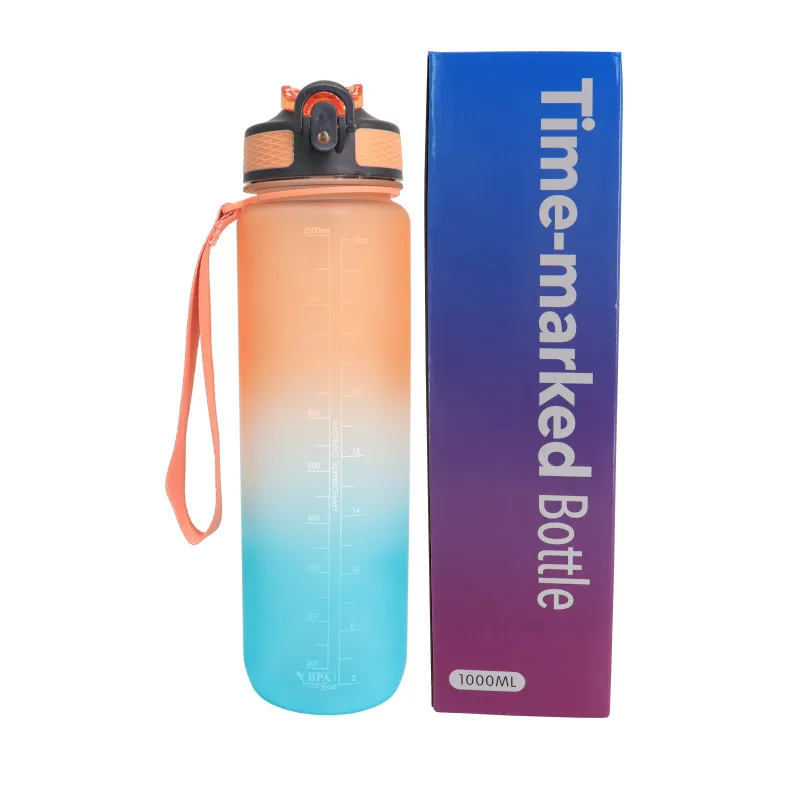 wholesale Manufacturer customized wholesale 1L BPA-free plastic water bottle any color reminder with time sports bottle