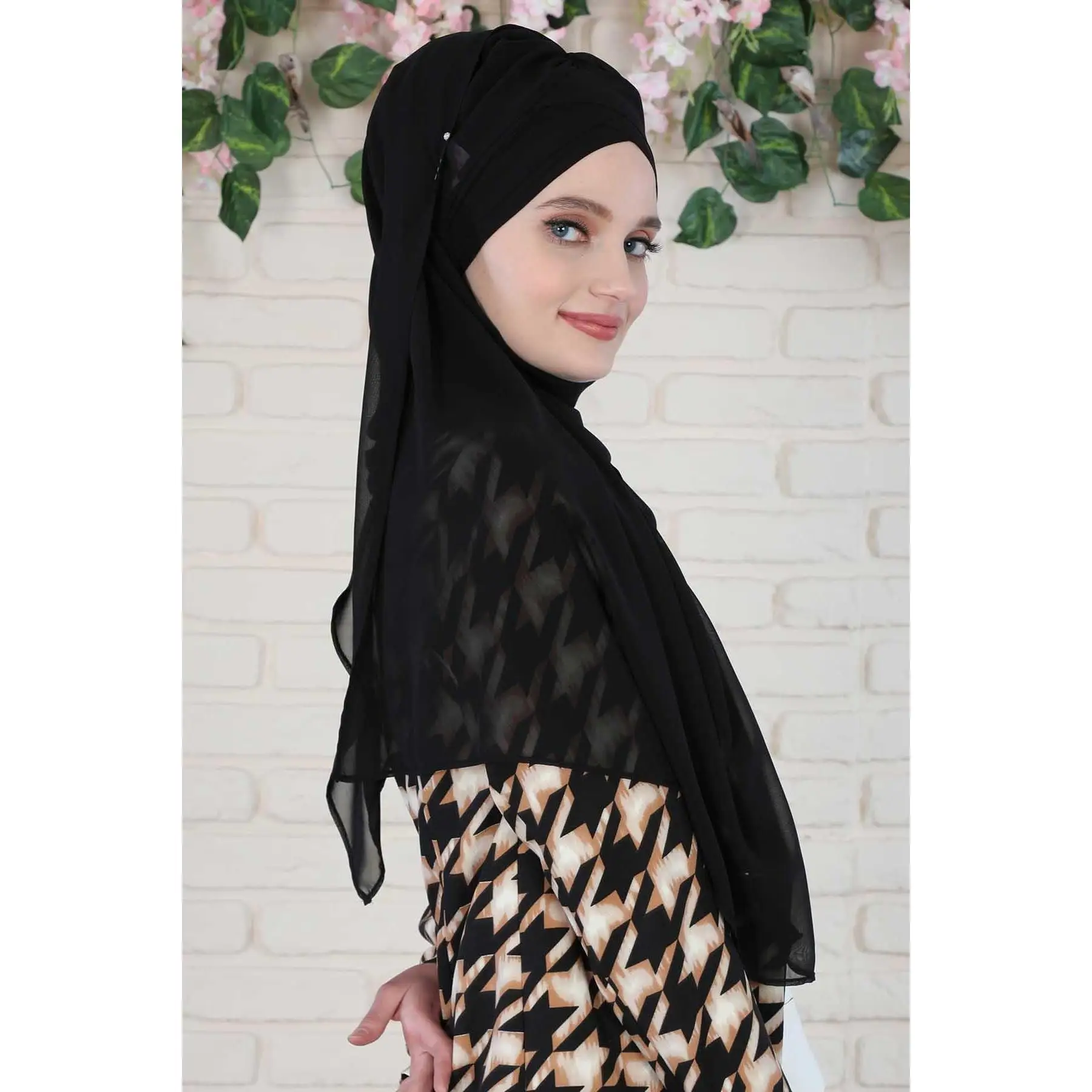 Cross Practical Chiffon Shawl,CPS 502,CPS 502 Black