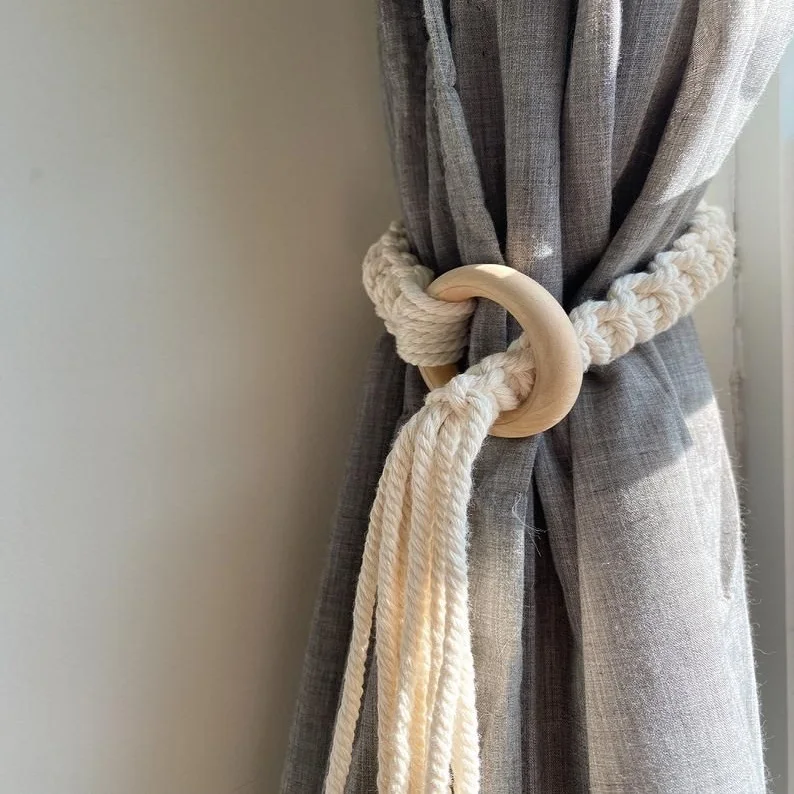 Curtain Tieback Macrame Boho String Tie Backs Housewarming Gift High Quality Tieback for Living Spaces