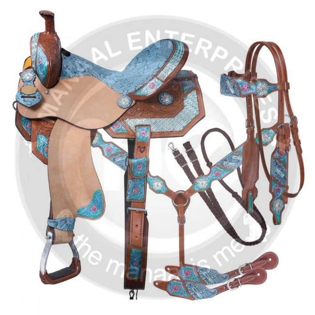 Handmade Premium Quality Leather Western Barrel Racing Horse Saddle Trail Custom Size Design Color with All Accessories Included