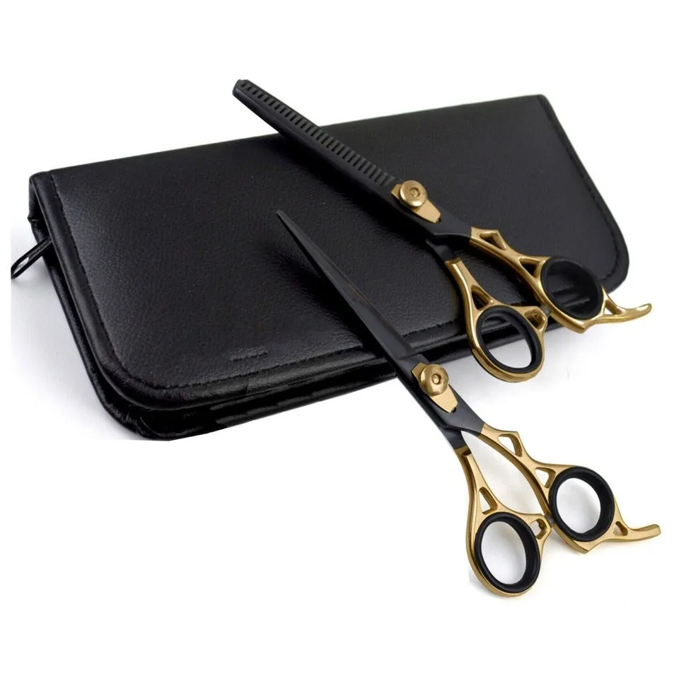 Free shipping 6.0 inch golden sword-shaped dragon handle 440C Professional Hair Cutting Haircut Thinning Scissors
