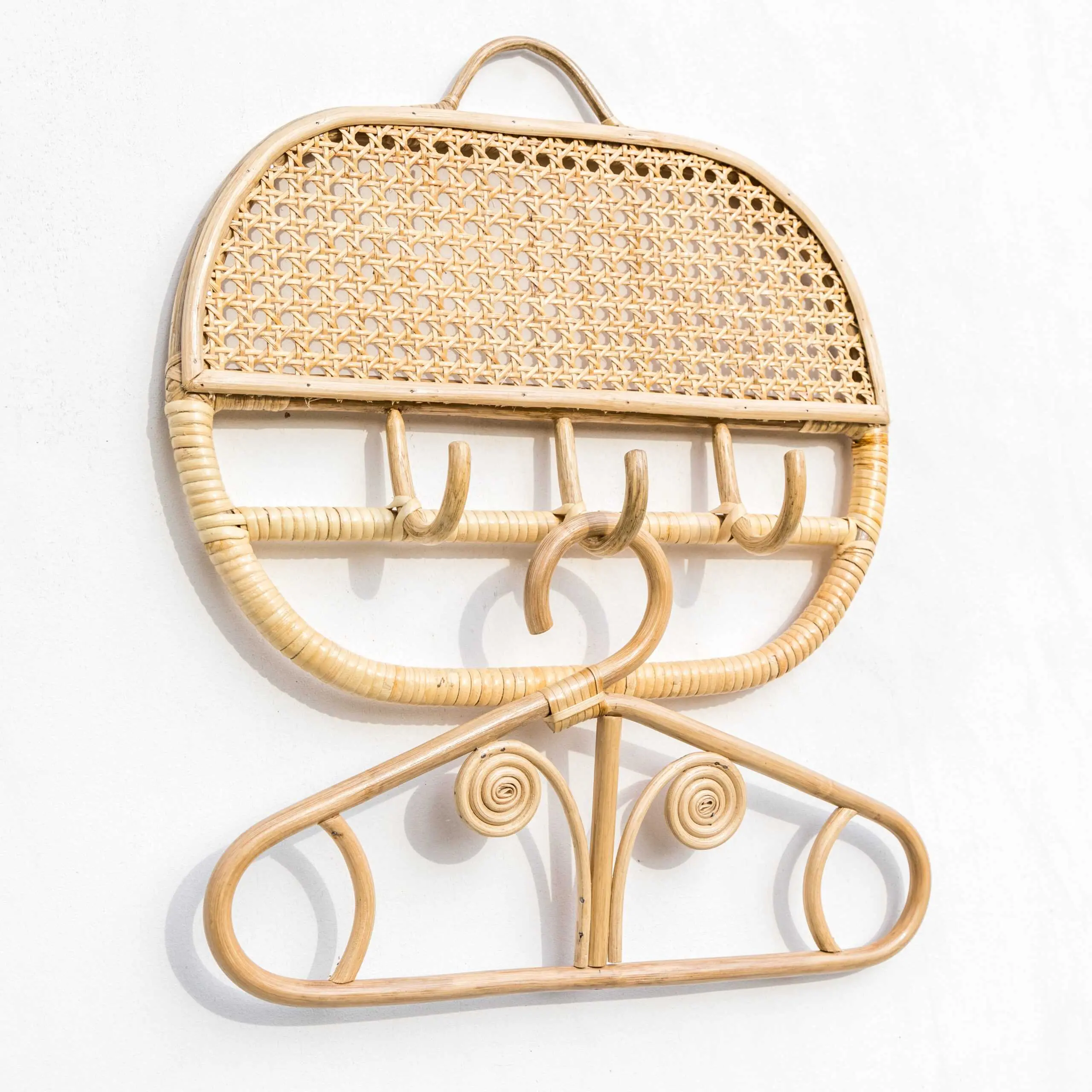 Clothing store display non heavy duty rattan hanger for garment natural clothes hangers cheap price