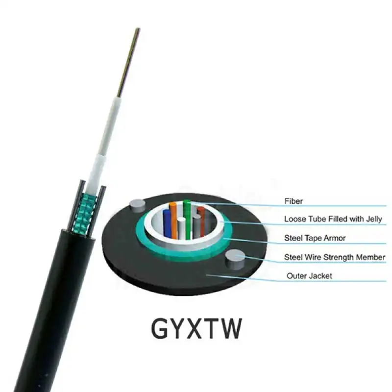 Central Tube Armored Cable GYXTW Outdoor Single Mode 4/6/8/12 Cores Optical Fiber Cable