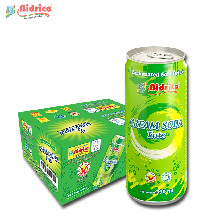 Manufacturer Wholesale OEM Private Label Carbonated Soft Drink Cream Soda Taste 330ml Can Carton Box Packaging Bidrico Beverages
