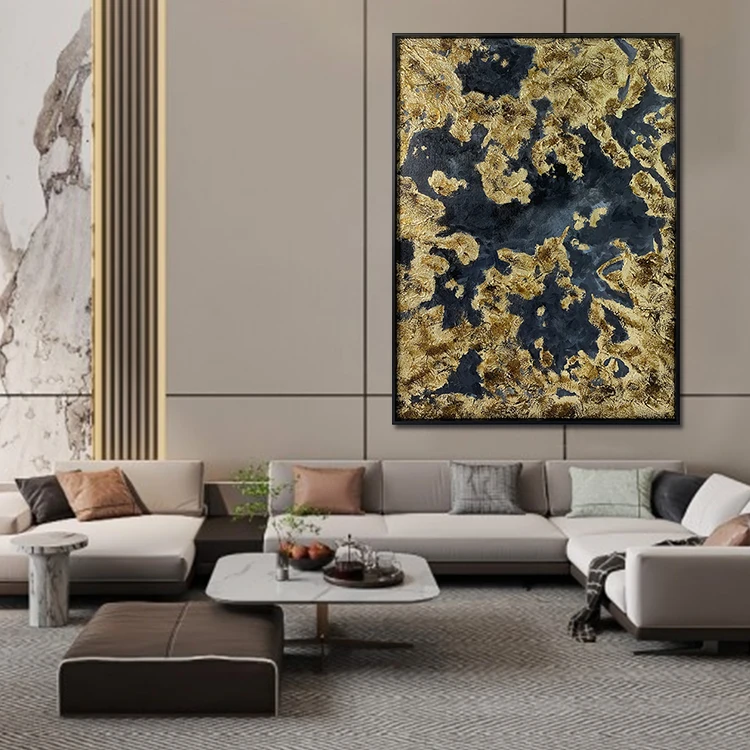 Home Decor Gold Foil Canvas Wall Art Artwork Abstract Hand Painted Oil Painting 3D Texture Hand Wall Paintings