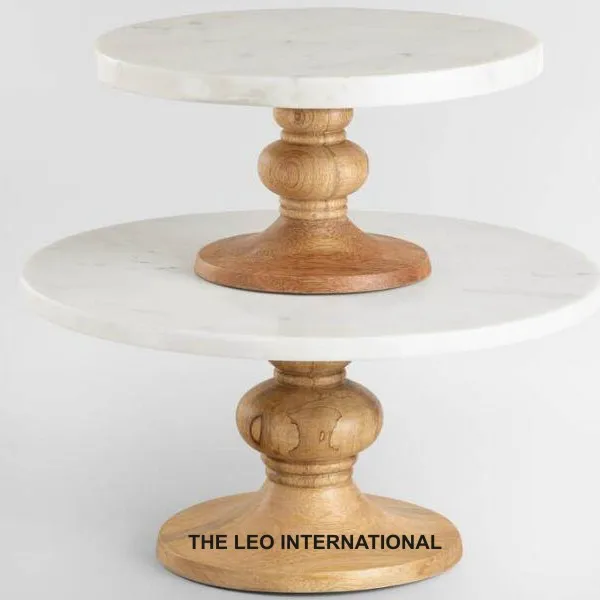 High Quality Metal Marble and Aluminum  2 Tier Cake Stand Flower Shape Gold Plate Silver Color 12X12X16 Inch Wedding Decoration