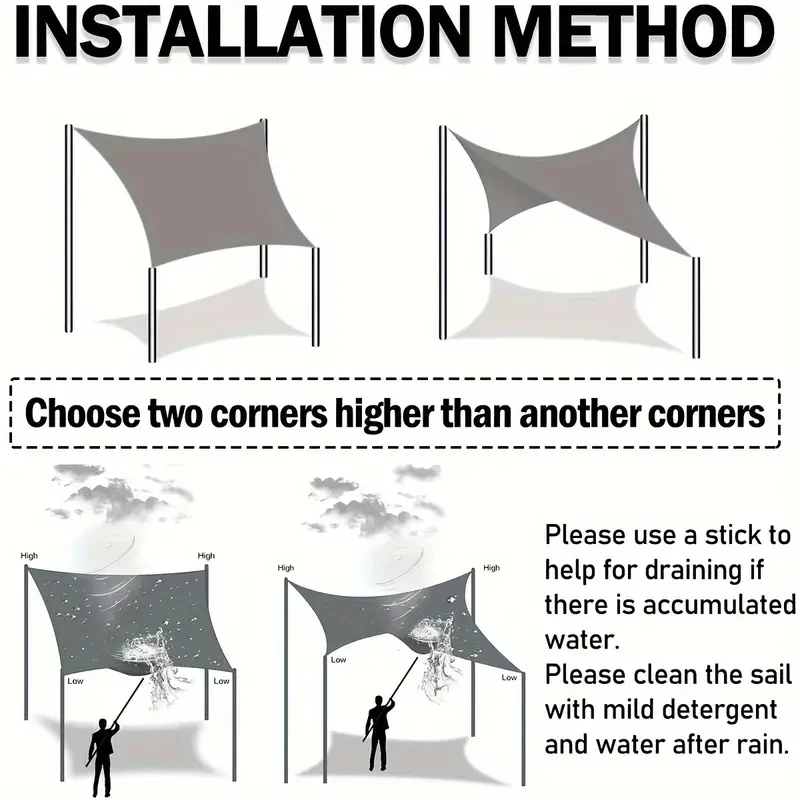 Waterproof UV Resistant Polyester Balcony Security Privacy Screen Garden Home Terrace Rainproof Sunshade Sail