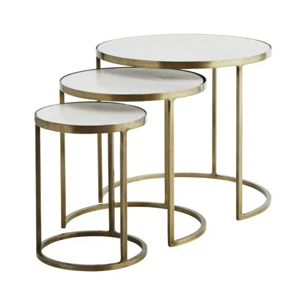 Customized Metal Frame Modern Coffee Table Set with  Marble and Glass Top Nesting Tables for Living Room Furnishings From India