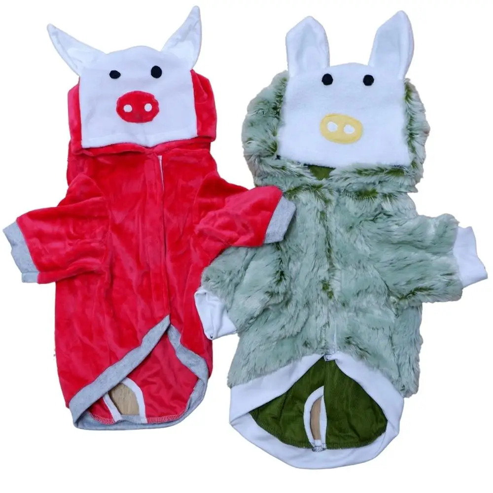 Custom Pet Clothing Little Pig Hoodies Coat Pet Clothes Autumn Winter Plush Cartoon Pet Costume Cute Fashion