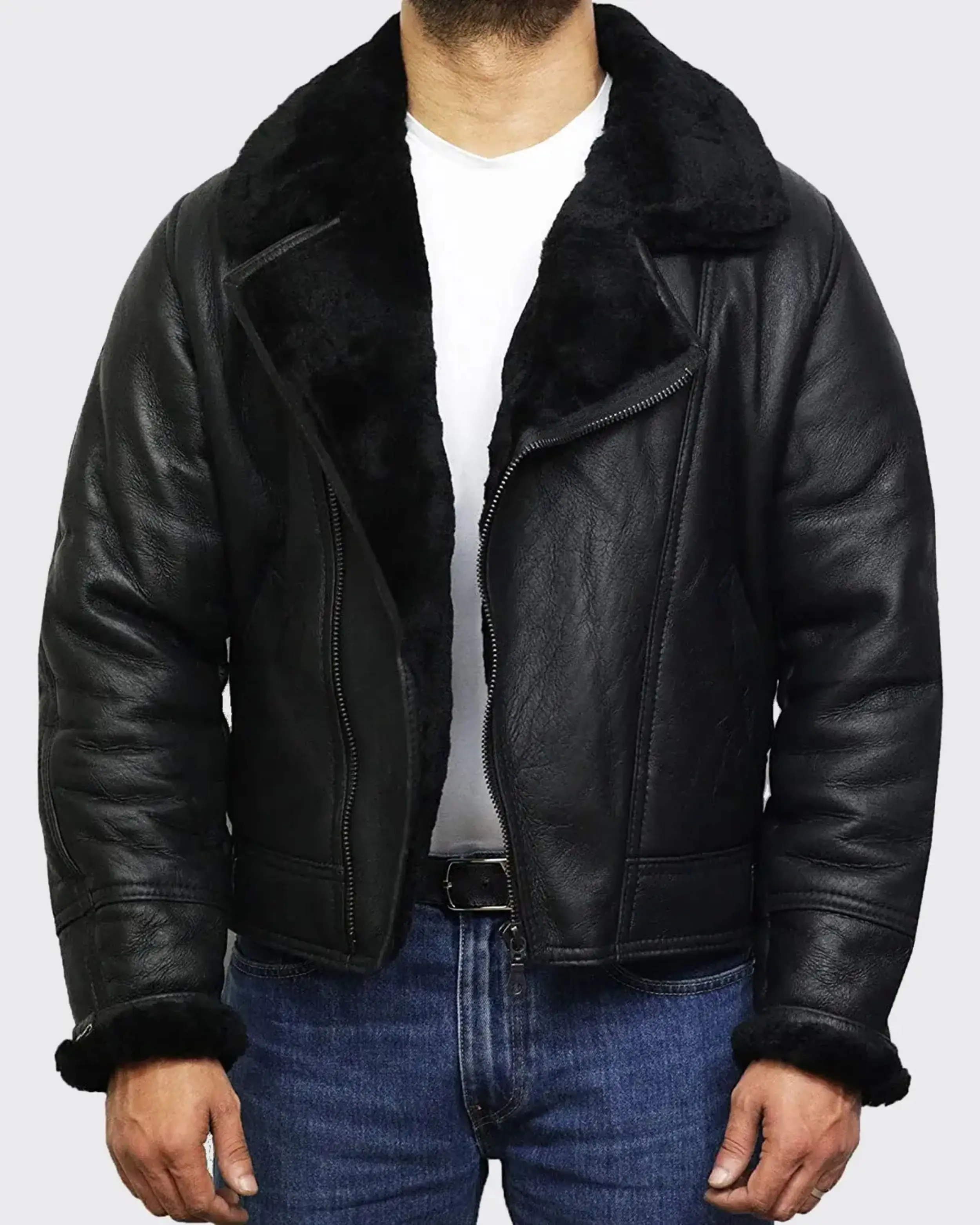 Buy 5 And Get 1 Free High Quality Real Cowhide Leather Jackets Genuine Black Shearling Jacket Stylish Leather Jackets For Men
